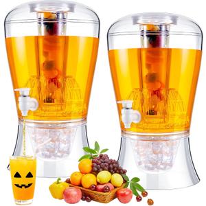 2 x Maxcheck 2 Pieces 6.8 L Christmas Drink Dispenser with Ice Core for Parties Unbreakable Acrylic Beverage Countertop with Ice Core and Spigot for Iced Juice Tea Coffee Milk Wedding Party