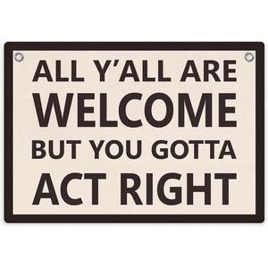 2 x Welcome Sign Funny Welcome Banner, Trendy Retro Wall Hanging, Wall Decor, Banner Flag, Wall Flag Classroom Playroom Home Entryway Living Room Office Decor, Banner for Room, Black and White