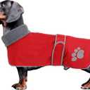 Dog Winter Coat Thermal Quilted Dachshund Coat,with Warm Flannel Lining,Geyecete Waterproof Outdoor Dog Apparel with Adjustable Bands for Small, Medium, Large Dog-Red-M