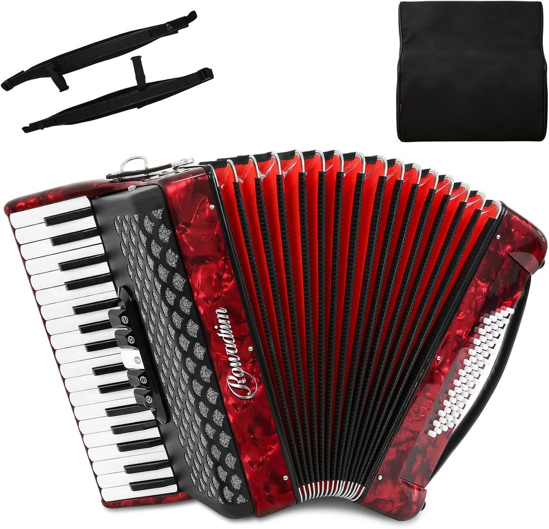 Accordion 34 Key 60 Bass Piano Beginners Teachers Students (Red)