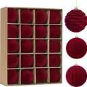 Waipfaru 20Pcs Velvet Ornaments for Christmas Tree, 2.36 Inch Burgundy Red Velvet Christmas Ornaments Balls Set, Shatterproof Flocked Hanging Ornament for Xmas Tree Wreath Garland Home Decor