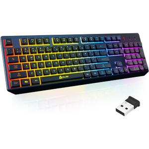 KLIM Chroma Wireless Keyboard  RGB Backlit Gaming, Rechargeable Battery, PC Keyboard, Durable & Water-Resistant, Compatible with PS4, PS5 & Mac - Black
