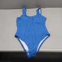 Limeeke Women One Piece Swimsuit Solid Ribbed Monokini Swimwear Scoop Neck Low Back Bathing Suit (Small, Dark Blue)