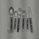 Rivet ABS Faux Wood Handle Silverware Set - 6-Piece Stainless Steel Flatware with Steak Knife, Fork, Spoon, Teaspoon, Dessert Fork and Butter Knife - Elegant Tableware Cutlery for Dining (Brown)