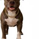 Gold Cuban Link Dog Chain Collar,Heavy-Duty,Fade-Resistant Metal Necklace for Medium & Large Dogs, Durable & Stylish Pet Jewelry (Gold, 18"(Neck Fits 1417 in))