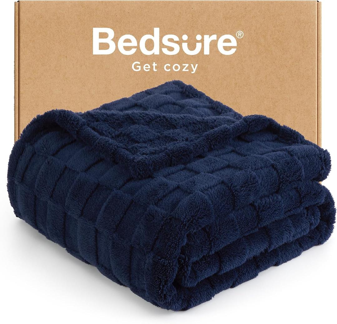 Bedsure GentleSoft Navy Throw Blanket for Couch - Super Soft Cozy Blankets Gifts for Women Men Girls, Cute Small Fleece Throws for Bedroom Home Decor, 50x70 Inches