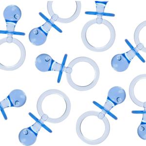 Super Z Outlet Acrylic Glass Plastic Cute Small Baby Pacifiers for Baby Shower Decorations, Table Scatter, Party Favors, Games & Activities (36 Pieces)(Blue)
