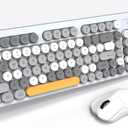 Wireless Keyboard Mouse Combo, Full Size Colorful Round Keycaps Bluetooth Keyboard with Numeric Keypad, Silent 2.4GHz Mouse, Typewriter Computer Keyboard and Mouse Set for Laptop, PC, Windows (Gray)