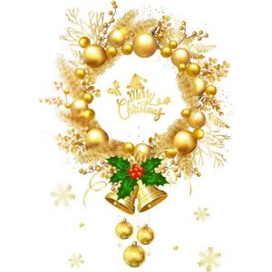 Rchovsam Winter Whole Golden Wreath Clings for Window Large Xmas Wreath Window Stickers Large News Years Decor DIY Static Wall Window Door Mural Showcase Decal Sticker-15.7x23.6 in (1 Pack)