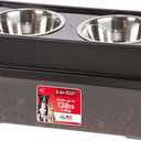 IRIS USA Dog Bowls Elevated with Storage, 9" H Raised Feeding Station with Airtight Food Container Holds Up to 13 lbs, Dog Bowl Stand for Small Dogs, Indoor Pet Feeder, Smoke/Black