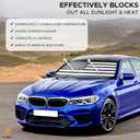 EcoNour Car Windshield Sun Shade  B&W American Flag USA Patriotic Design 240T Polyester Foldable Front Window Shade for SUV & Trucks  UV Ray Blocker  Medium (64x32 Inch) Sun Protector