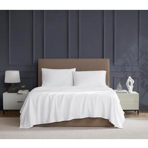 Color Sense 600 Thread Count 100% Long Staple Cotton 4 Piece Bed Sheet Set, Luxury Queen Sheets Sateen Weave, Wrinkle Free, Soft & Silky, Low Pill,Patented Fitted Sheet Fits Upto 18" Deep Pocket,White