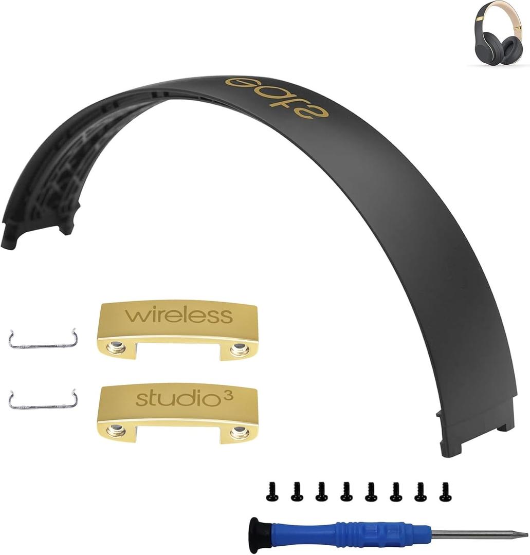 Studio 3 Replacement Headband & Hinge Replacement for Beats Studio3 Headphone,Durable Parts Accessories Repair Kit Set(Gray Gold)