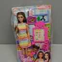 Barbie Teacher with Brunette Fashion Doll with Printed Dress, 1 Toddler Doll, & Teaching Accessories