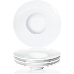 Ceramics Rimmed Soup Bowls 5.1 oz, White 8.5 inch Exquisite small soup plate Set of 4, Pasta plates With Rim is the best choice for hotels, kitchens, fine restaurants and gourmets (8.5 Inch-5.1 oz)