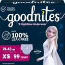 Goodnites Girls' Nighttime Bedwetting Underwear, Size Extra Small (28-43 lbs), 99 Ct