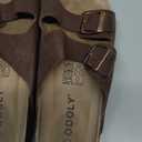 ODOLY Unisex Cork Footbed Slide Sandal, Arch Support Summer Outdoor Sandals with Adjustable Buckle for Women and Men, Brown Suede 39 (8 Women/ 6.5 Men)