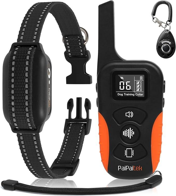 No Shock Dog Training Collar with Remote, Only Vibration & Beep | 3300FT Range & IPX7 Waterproof, Humane Vibration Collar for Small Medium Large Dogs (5-120 lbs) - No Prongs