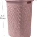 Mind Reader Slim Laundry Hamper with Lid, 60L Tall Clothes Basket, Narrow Tapered Design for Bathrooms, Closets and Laundry Rooms, Plastic, Pink