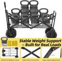EchoSmile Heavy Duty 350 Lbs Capacity Collapsible Wagon, Outdoor Folding Camping Grocery Portable Utility Cart, Adjustable Rolling Carts, All Terrain Sports Wagon with Big Wheels (Black)