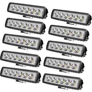Small led light bar - 10pcs 6in 18W 14000LM Single Row Combo Flood Spot Lights Pod,Super Bright Waterproof Driving/Offroad/Motorcycle/Golf cart Lights for Truck Boat SUV ATV 4WD Tractor Hunters