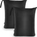 OTraki 2Pcs Large Laundry Bags 24x32 inch Wet Dry Bag Reusable Waterproof bag with Zipper Wet Clothes Blanket/Bedding/Coat/Sweater Organize Machine Washable for Home Travel Hotel Camping, Black