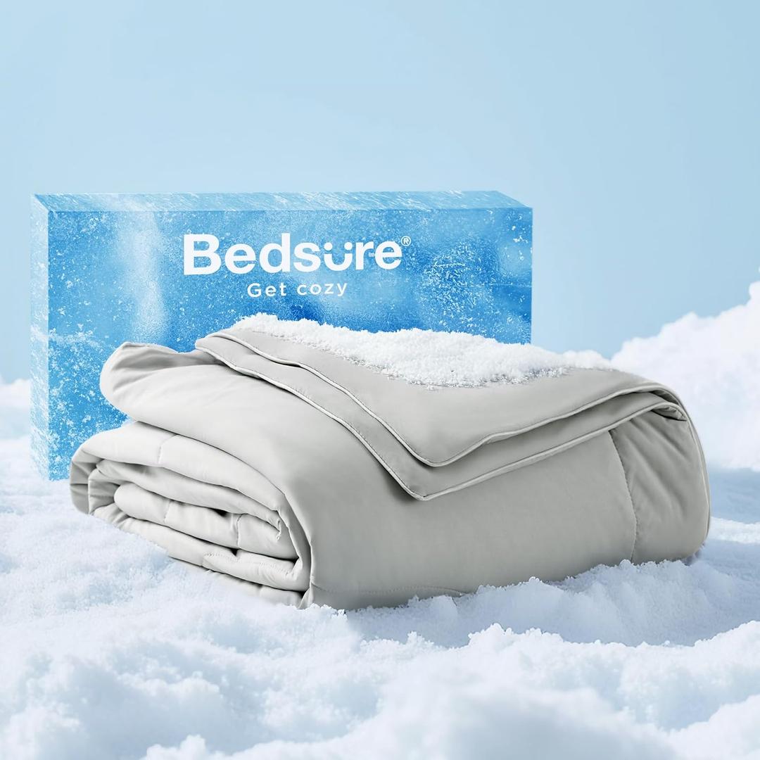 Bedsure Cooling Blankets for Hot Sleepers - Cooling Comforter, Cold Summer Blanket Twin Size for Bed, Ice Breathable and Lightweight Gift for Night Sweats, Grey, 60x80 Inches