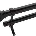 Bali Blinds 26-0085-57 3/4" Ball Double Rod Set, 48-84", Black