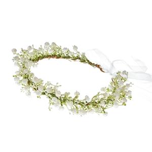Women Handmade White Flower Crown Headband Floral Headband Headpiece Wreath Flower Hair Accessories (02-Ivory)