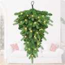 Temfmy Pre-lit Artificial Christmas Teardrop Swag With 30 LED - 24 in Pine Greenery for Staircase Decorations