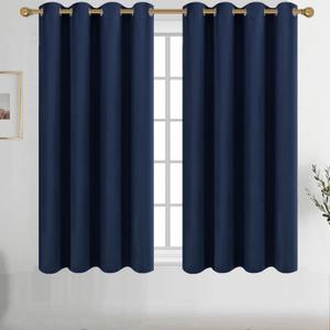 Diraysid Navy Blue Grommet Blackout Curtains for Bedroom Thermal Insulated Room Darkening Curtains Drapes, 52 x 54 inch, 2 Panels