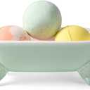 6.5" Ceramic Mini Decorative Clawfoot Bathtub Bar Soap Dish, Kitchen Sponge Holder and Shower Tray for Bathroom, 1 Pack(Bright Teal)