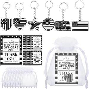 Kenning 48 Sets Correctional Officers Week Acrylic Keychain Gifts Bulk Thank You Prison Police Correctional Officers Appreciation Gifts Party Favors