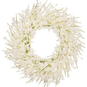 24 Inch Artificial White Forsythia Flower Wreath, Silk & Paper Bridal Floral Wreath for Front Door, Elegant Winter Wedding & Spring Summer Decor, All Season Farmhouse Porch Wall Decor