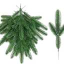 50PCS Artificial Pine Branches Christmas Greenery Plants Fake Cedar Pine Needles Picks for Xmas Tree Wreath Garland DIY Crafts Holiday Home Decoration