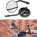 Motorcycle Mirrors Black - Round Side View Mirror for Harley, Dual Sport Mirrors Compatible with Harley Davidson sportster, road king, Street Glide, Heritage, Roadster, Dyna, Low Rider (M8 Screw)