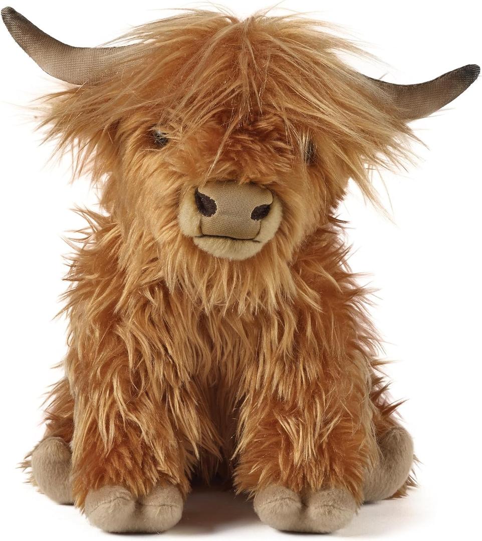 Living Nature Highland Cow Brown Stuffed Animal | Farm Toy | Soft Toy for Kids | Naturli Eco-Friendly Plush | 9 Inches