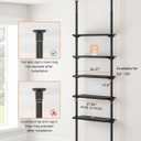 ALLZONE Adjustable Tall Narrow Bookshelf, 5-Tier Floor-to-Ceiling Tension Mount Ladder Book Shelf with Storage for Versatile Uses, Fits 92-116 Inch Ceilings, 27.84-Inch Wide Wood Shelves, Black Relief