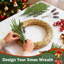 12 Bundles Artificial Norfolk Pine Branches, 18Inches Real Touch Pine Stems Christmas Greenery Stems with 8 Snowy Pinecone Stems for Christmas Home Dcor Vase DIY Crafts