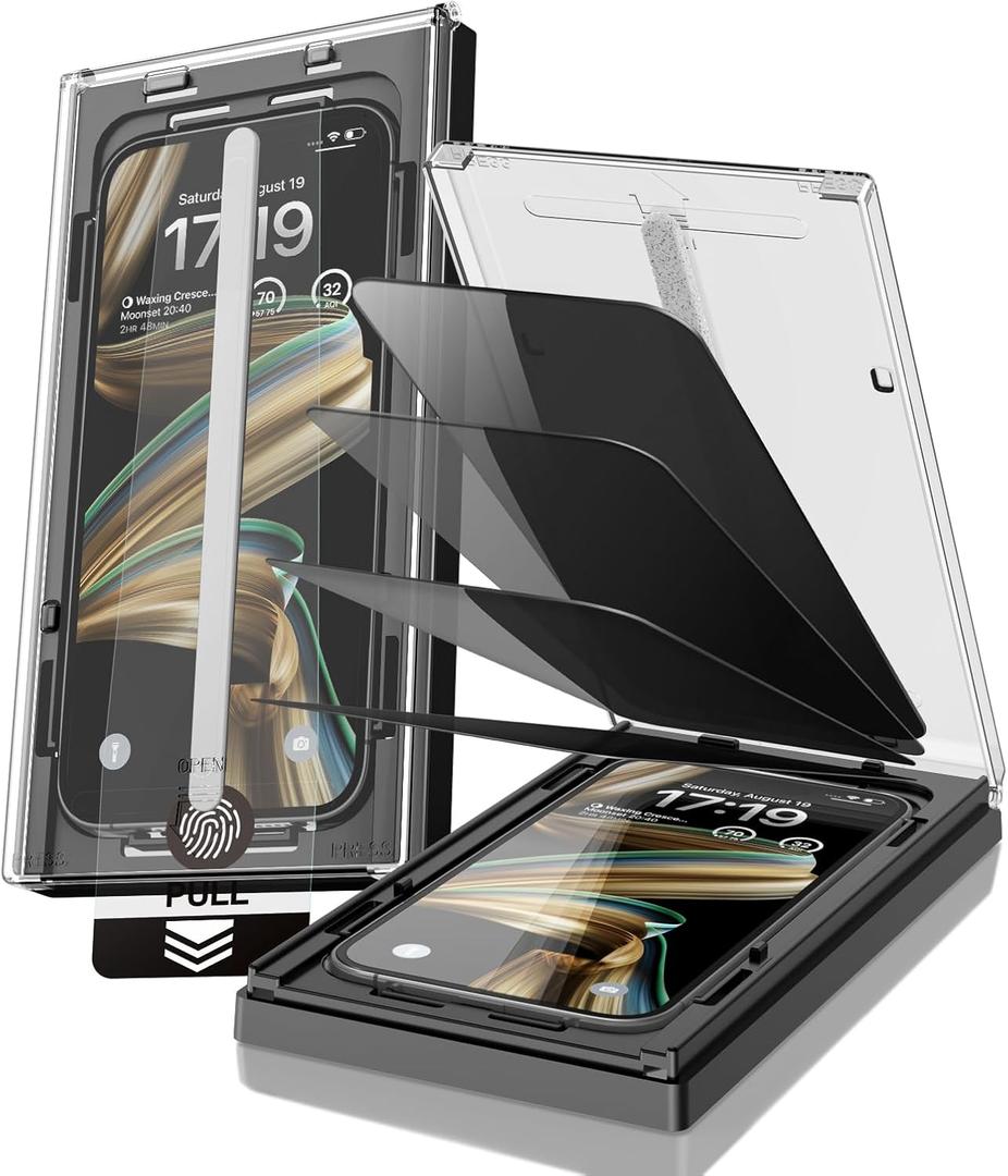 EZ-GLAZ-4 Pack for iPhone 15/iPhone 16 Privacy Screen Protector[6.1"] 9H+ Hardness 12FT Military Grade Shatterproof Long Durable Tempered Glass Film with Flawless Fit Box,Scratch Resistant