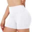 Runhit Women's Workout Biker Shorts - 3"/5"/8" High Waisted Tummy Control Spandex Booty Shorts for Volleyball Gym Yoga Dance (White), Small