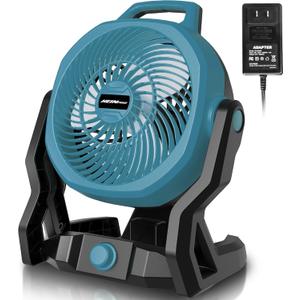 Battery Operated Fan Compatible with Makita 18V Battery (No Batteries) with AC Adapter Up to 650 CFM Variable Speed Battery Powered Cordless Fan, Low Noise 30dB Portable & Camping Jobsite Fans