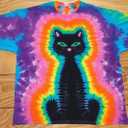 Colorful Tie Dye Cat Shirt, Size M