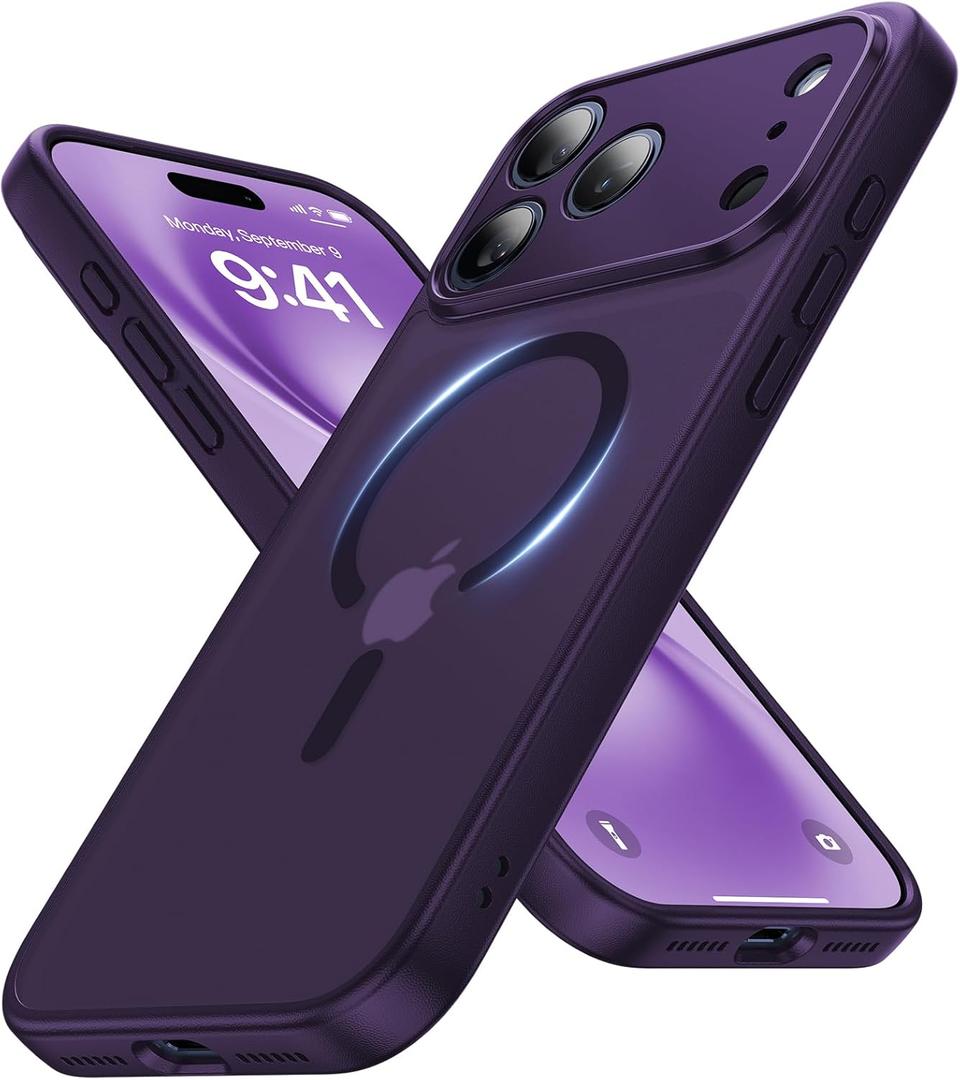 Magnetic for iPhone 17 Pro Max Case [Full Camera Protection][Military-Grade Protection][Compatible with MagSafe] Shockproof Protective Slim Phone Case for iPhone 17 Pro Max, Dark Purple