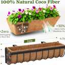 VOXOR Railing Planter Boxes, 24 Inch Window Boxes Planters, Balcony Planters with Adjustable Brackets & Coco Liner & Support Rod for Outdoor Fence, Deck, Porch, and Patio Gardening, 2 Pack