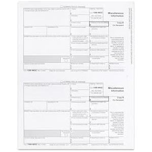 1099 MISC Laser 'Copy B' Recipient 2025, 50 Recipients of Laser MISC COPY B Forms, Compatible with QuickBooks and Accounting Software, 25 sheets