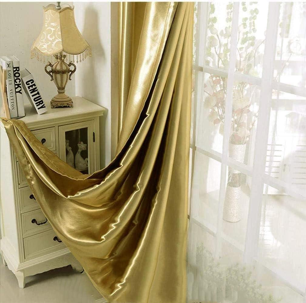 1 Pair Semi-Blackout Gold Curtains for Living Room Bedroom Grommet Top Golden Curtains for Windows (Shiny Gold, 2 x 52 x 84 Inch)