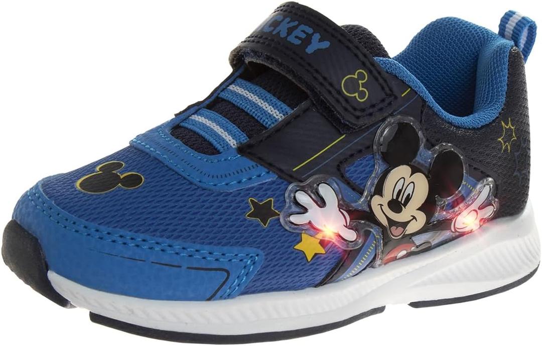 JOSMO Unisex-Child Sneaker to Mickey Mouse Boys Shoes - Slip-On Laceless Light-Up Sneakers (Toddler/Little Kid) (Blue)