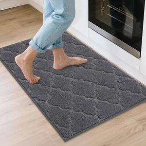 COSY HOMEER Kitchen Rugs 24"x36" Non-Slip Washable Kitchen Mats for Floor Absorbent Kitchen Carpet Soft Rugs for Kitchen,Sink Mat,Entrance,Area Rug,Dark Grey