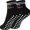 Pilates Socks for Mother's Day,Women Pilates Heart Grip Socks Cuffs,Anti-Skid Cotton Grip for Ballet,Home,Studio 1Pair